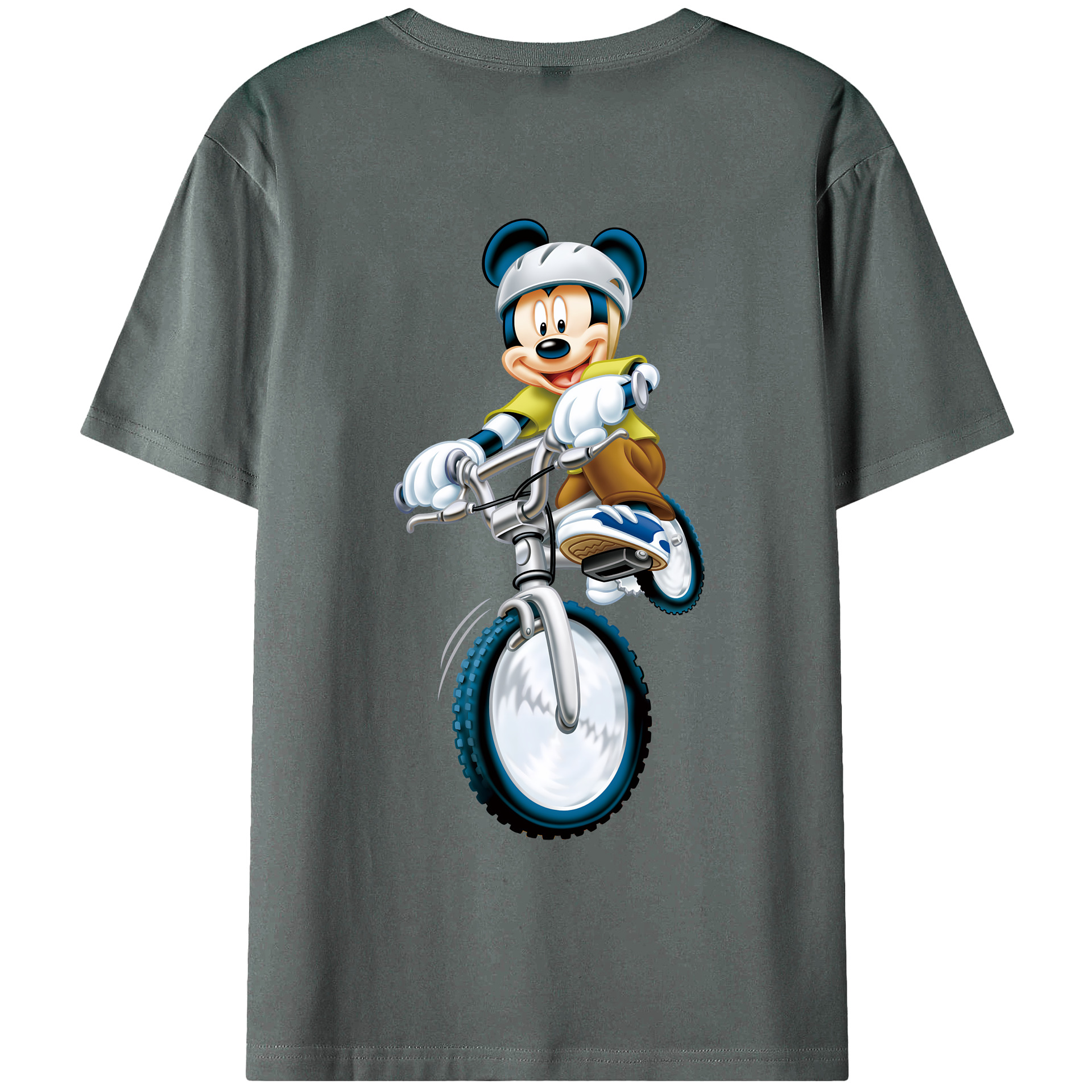 （画像用） ミッキーマウス Mickey Mouse 綿100％ メンズ半袖Tシャツ（バックプリント） 通気性